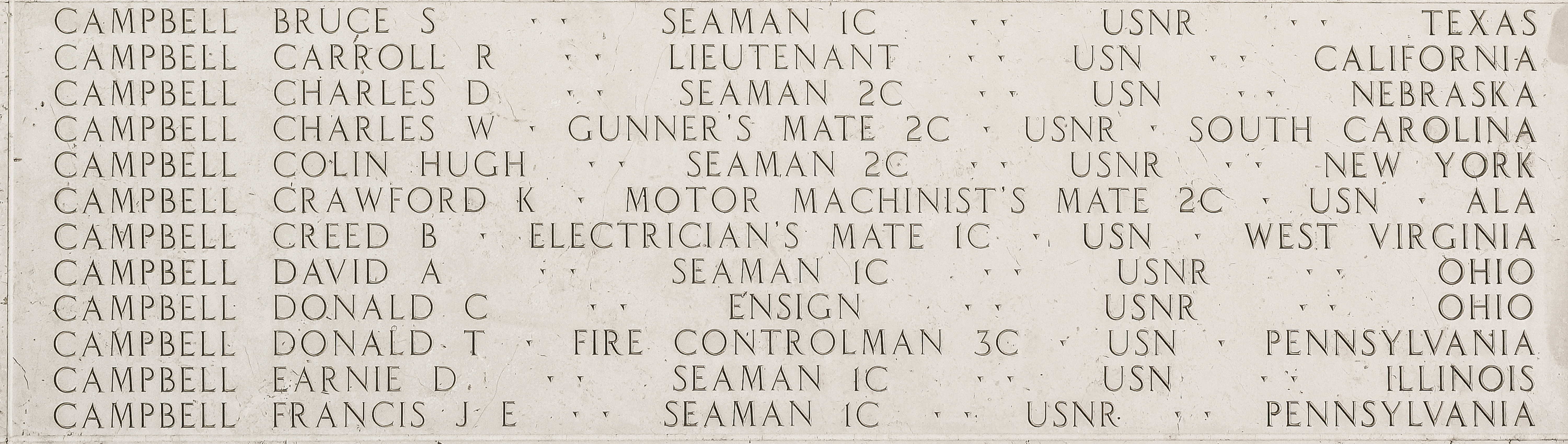 Donald T. Campbell, Fire Controlman Third Class